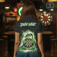 Load image into Gallery viewer, White And Green Funny Crocodile Hold Dartboard Dart Polo Shirts For Women Custom Dart Team Shirts NYN2675