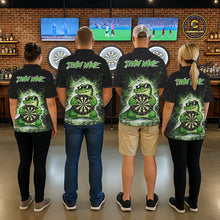 Load image into Gallery viewer, White And Green Funny Crocodile Hold Dartboard Dart Polo Shirts For Women Custom Dart Team Shirts NYN2675