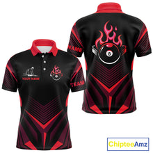 Load image into Gallery viewer, Red Flaming 8 Ball Pool Polo &amp; 1/4-Zip Team Shirt For Men Custom Billiards Ball Apparel NYN2831