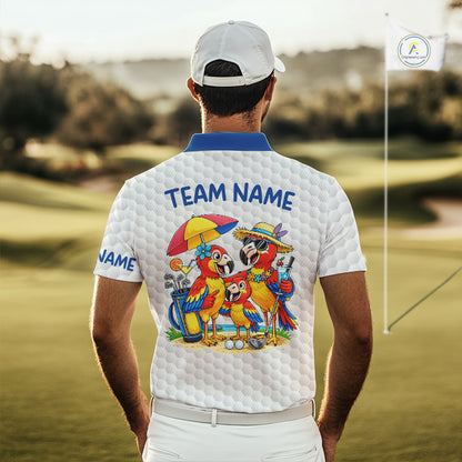 Custom Funny Family Parrots Golf Polo Shirts For Men Colorful Golf Clubs Golf Clothing Shirts NYN3056