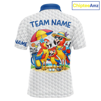 Custom Funny Family Parrots Golf Polo Shirts For Men Colorful Golf Clubs Golf Clothing Shirts NYN3056
