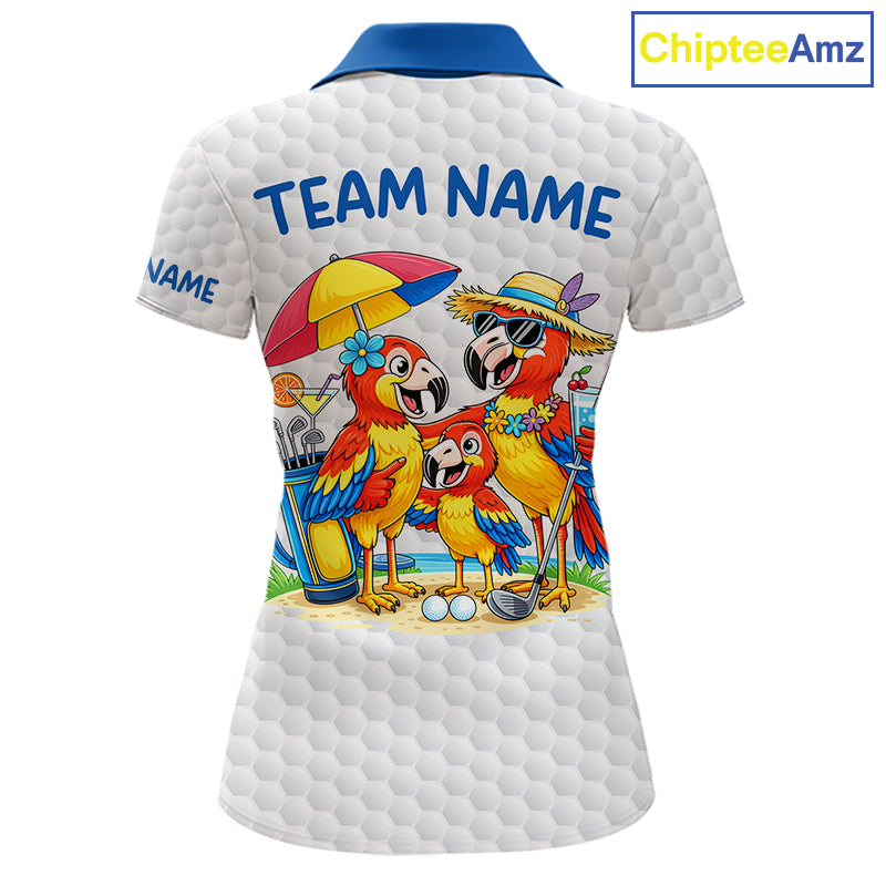 Custom Funny Family Parrots Golf Polo Shirts For Women Colorful Golf Clubs Golf Clothing Shirts NYN3056