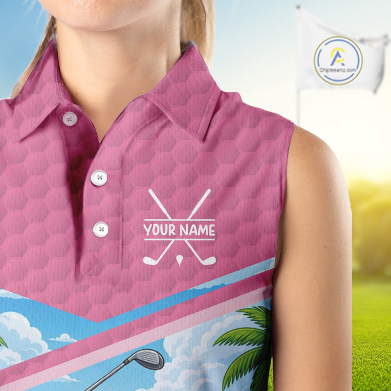 Tropical Funny Parrot Sleeveless Polo Golf Shirts For Women Custom Parrot Golf Attire For Golfers NYN3059