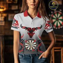 Load image into Gallery viewer, Red Dark Bull Colorful Dartboard Women&#39;s Darts Shirt - Custom Name For Darts Jersey NYN0516
