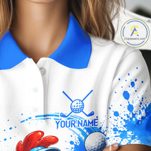 Load image into Gallery viewer, Woman wearing rooster golfer golf polo shirt on golf course