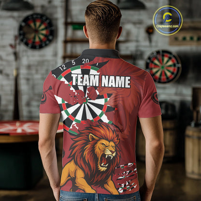 Lion Scratched Dartboard Men's Darts Shirt Polo Jersey Custom Name For Players NYN0739