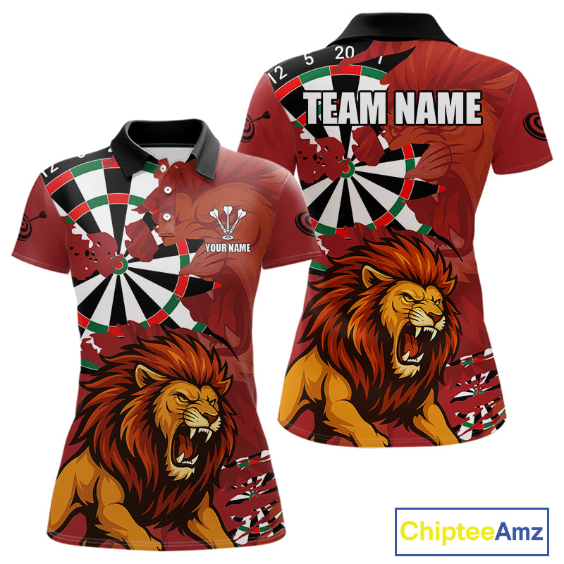 Lion Scratched Dartboard Women's Darts Shirt Polo Jersey Custom Name For Players NYN0739