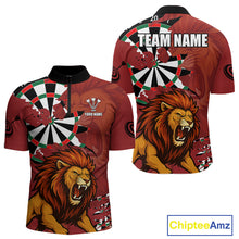 Load image into Gallery viewer, Lion Scratched Dartboard Men's Darts Shirt Quarter-Zip Jersey Custom Name For Players NYN0739