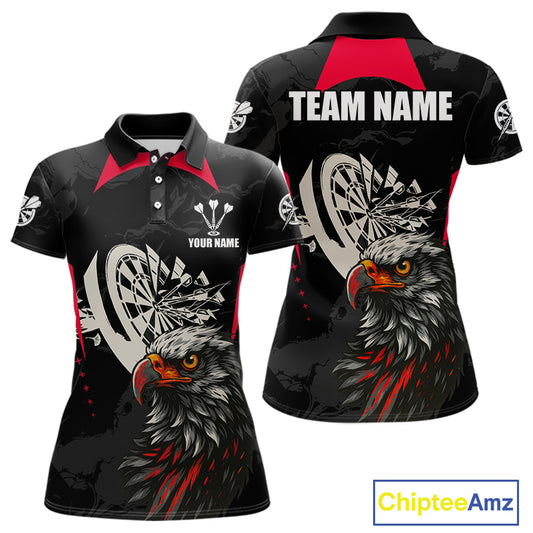 Eagle Cracked Dartboard Custom Red Darts Polo Shirt For Women - Darts Team Jersey NYN0740