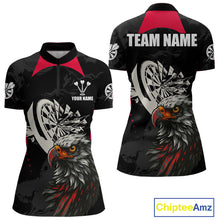 Load image into Gallery viewer, Eagle Cracked Dartboard Custom Red Darts 1/4 Zip Shirt For Women - Darts Team Jersey NYN0740