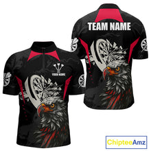 Load image into Gallery viewer, Eagle Cracked Dartboard Custom Red Darts 1/4 Zip Shirt For Men - Darts Team Jersey NYN0740