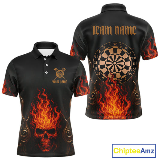 Flame Skull & Dartboard Custom Darts Quarter-Zip Shirt For Men - Darts Team Jersey NYN0742