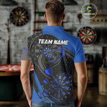 Load image into Gallery viewer, Custom Black &amp; Blue Cracked Dartboard Men Dart Shirt Outfits Polo &amp; 1/4-Zip Dart Jersey NYN1047