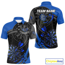 Load image into Gallery viewer, Custom Black &amp; Blue Cracked Dartboard Men Dart Shirt Outfits Polo &amp; 1/4-Zip Dart Jersey NYN1047