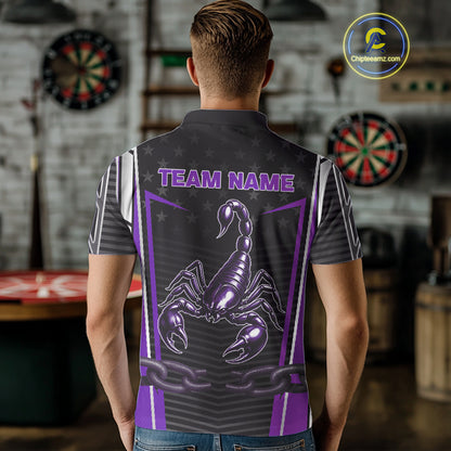Custom Purple Flames Scorpion Dart Arrow Darts Shirt For Men Dart Jersey Uniform NYN1049