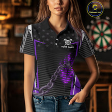 Load image into Gallery viewer, Custom Purple Flames Scorpion Dart Arrow Darts Shirt For Women Dart Jersey Uniform NYN1049