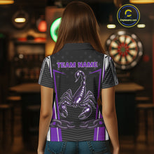 Load image into Gallery viewer, Custom Purple Flames Scorpion Dart Arrow Darts Shirt For Women Dart Jersey Uniform NYN1049