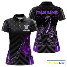 Load image into Gallery viewer, Custom Purple Flames Scorpion Dart Arrow Darts Shirt For Women Dart Jersey Uniform NYN1049