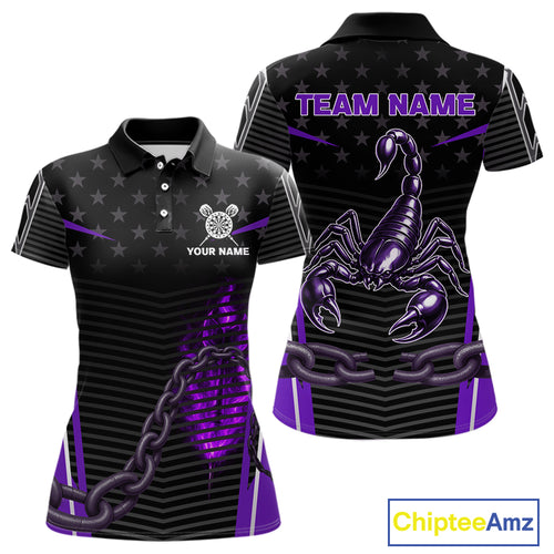 Custom Purple Flames Scorpion Dart Arrow Darts Shirt For Women Dart Jersey Uniform NYN1049