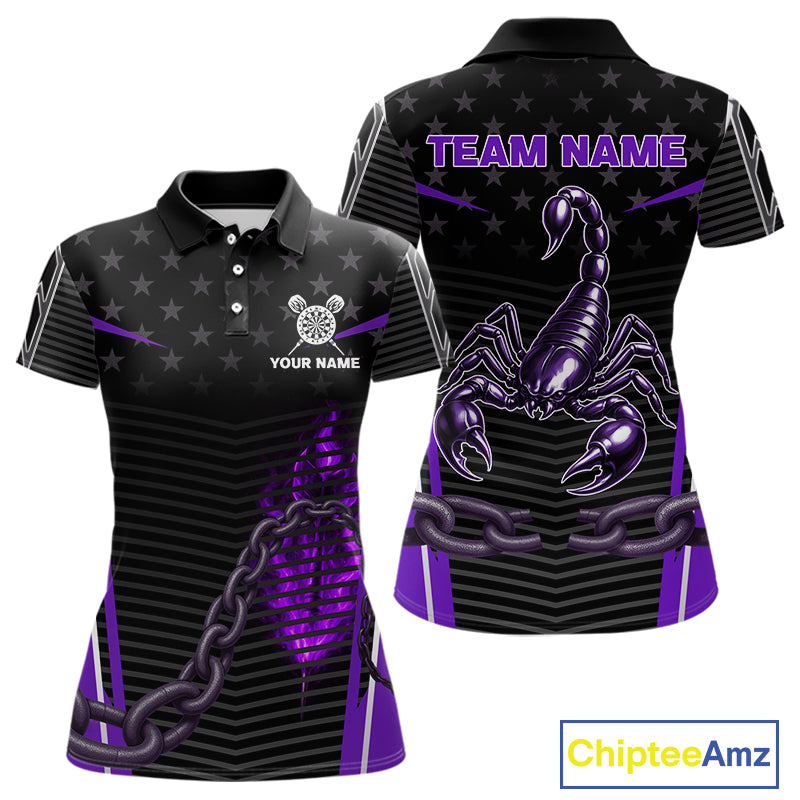 Custom Purple Flames Scorpion Dart Arrow Darts Shirt For Women Dart Jersey Uniform NYN1049