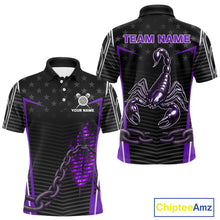 Load image into Gallery viewer, Custom Purple Flames Scorpion Dart Arrow Darts Shirt For Men Dart Jersey Uniform NYN1049