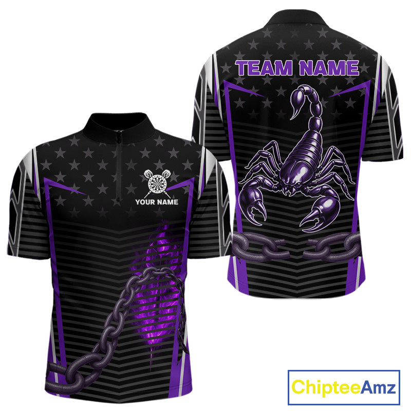 Custom Purple Flames Scorpion Dart Arrow Darts Shirt For Men Dart Jersey Uniform NYN1049