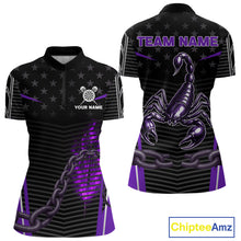 Load image into Gallery viewer, Custom Purple Flames Scorpion Dart Arrow Darts Shirt For Women Dart Jersey Uniform NYN1049