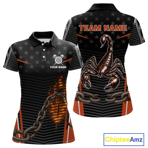 Custom Orange Flames Scorpion Dart Arrow Darts Shirt For Women Dart Jersey Uniform NYN1050