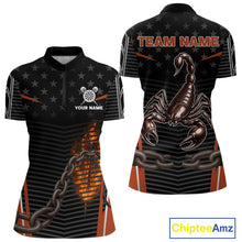 Load image into Gallery viewer, Custom Orange Flames Scorpion Dart Arrow Darts Shirt For Women Dart Jersey Uniform NYN1050