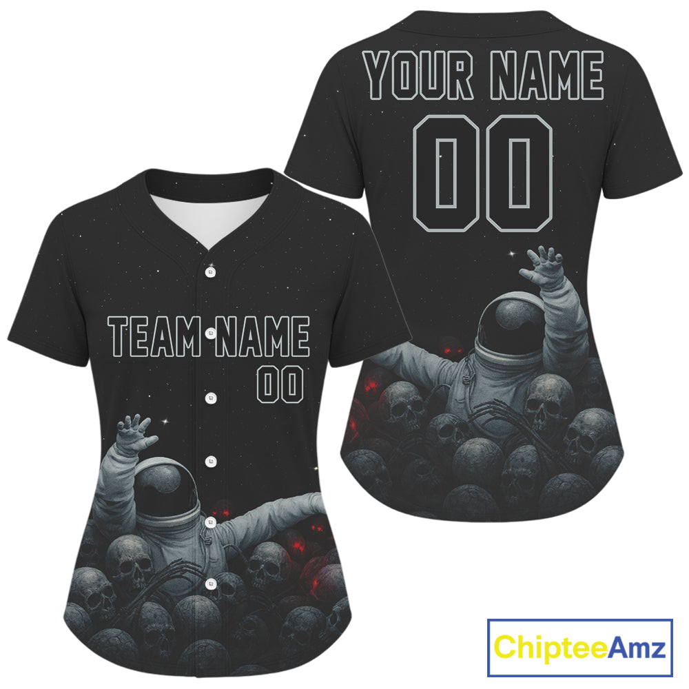 Custom Grey Skull Astronaut Baseball Shirt For Women Youth Authentic Baseball Jersey NYN1389