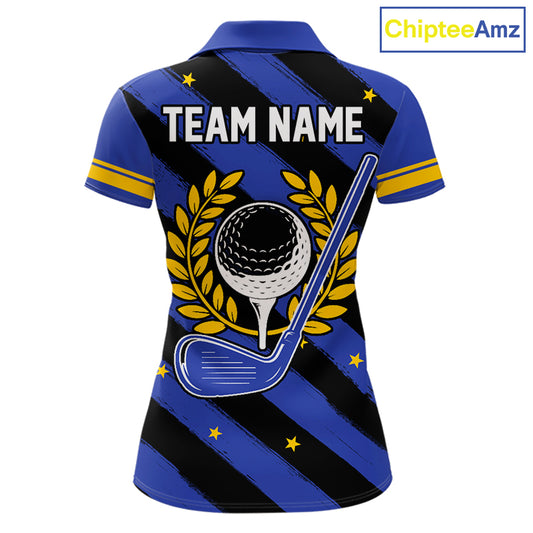 Personalized Golf Shirt For Women Custom Name Golf Polo Shirt Blue Yellow Argyle Golf Tournament Outfits NYN4446