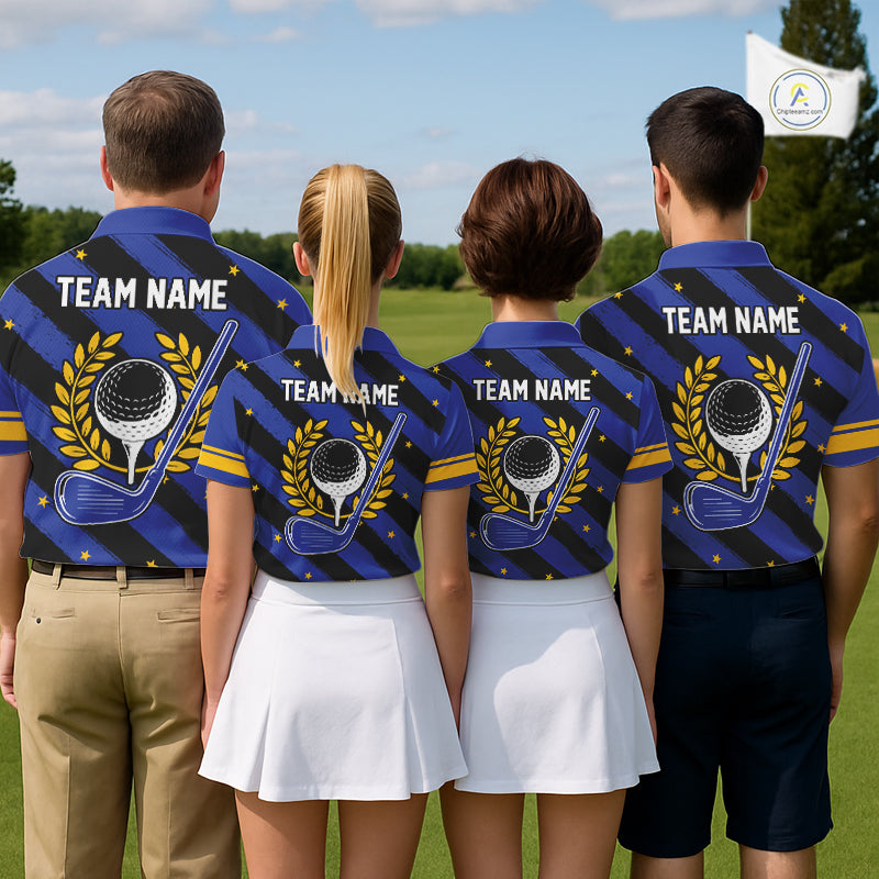 Personalized Golf Shirt For Men Custom Name Golf Polo Shirt Blue Yellow Argyle Golf Tournament Outfits NYN4446
