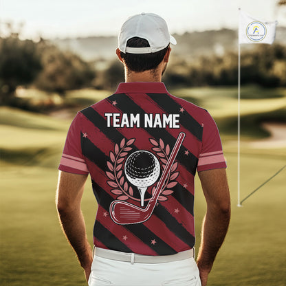 Personalized Golf Shirt For Men Custom Name Golf Polo Shirt Maroon Argyle Golf Tournament Outfits NYN4447