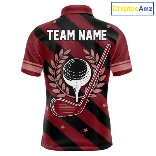 Personalized Golf Shirt For Men Custom Name Golf Polo Shirt Maroon Argyle Golf Tournament Outfits NYN4447