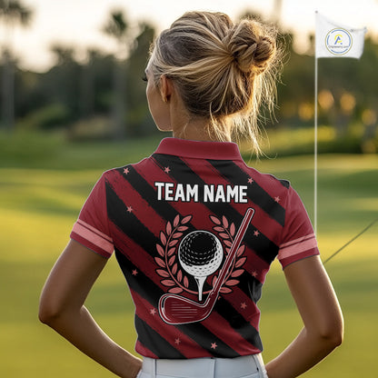 Personalized Golf Shirt For Women Custom Name Golf Polo Shirt Maroon Argyle Golf Tournament Outfits NYN4447
