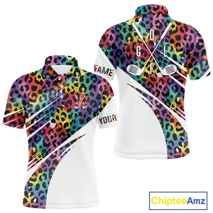 Leopard Colorful Mens Golf Polo Shirts Custom Golf Tops For Mens Personalized Golf Team Gifts NYN4453