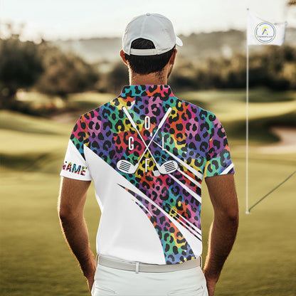 Leopard Colorful Mens Golf Polo Shirts Custom Golf Tops For Mens Personalized Golf Team Gifts NYN4453