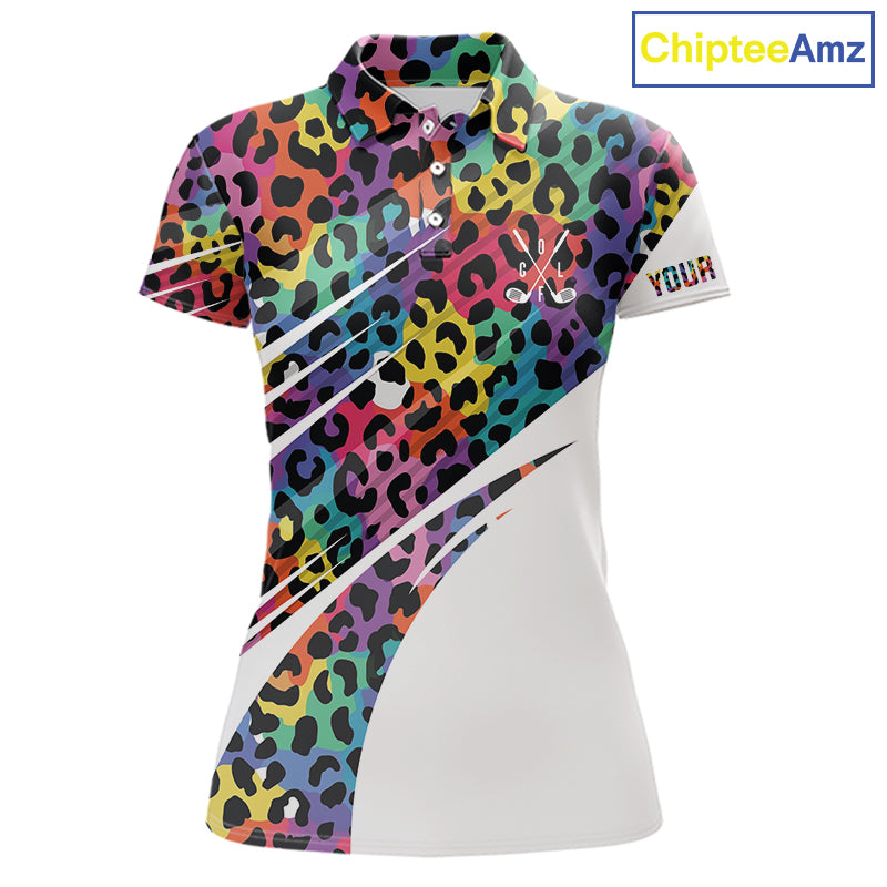 Leopard Colorful Mens Golf Polo Shirts Custom Golf Tops For Women Personalized Golf Team Gifts NYN4453