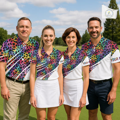 Leopard Colorful Mens Golf Polo Shirts Custom Golf Tops For Mens Personalized Golf Team Gifts NYN4453