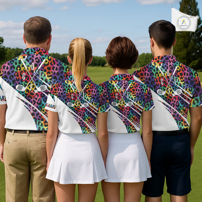 Leopard Colorful Mens Golf Polo Shirts Custom Golf Tops For Mens Personalized Golf Team Gifts NYN4453