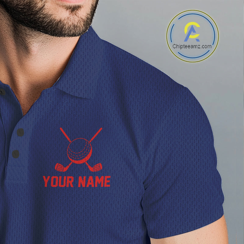 Navy And Red American Flag Mens Golf Polo Shirts Custom Name Patriotic Team Golf Uniform Nqs10019 NYN4455