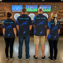 Load image into Gallery viewer, Personalized Black And Blue Flames Dragon Dart Polo Shirts For Women Dart Team Jerseys NYN2188