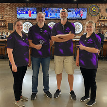 Load image into Gallery viewer, Personalized Black And Purple Flames Dragon Dart Polo Shirts For Women Dart Team Jerseys NYN2190
