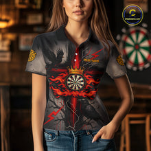 Load image into Gallery viewer, Personalized Raven Red Flames Crown Darts Polo Shirts For Women Cross Dart Gothic Jerseys NYN2194