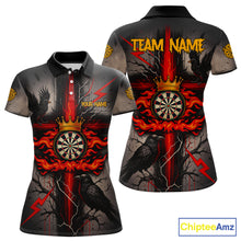 Load image into Gallery viewer, Personalized Raven Red Flames Crown Darts Polo Shirts For Women Cross Dart Gothic Jerseys NYN2194