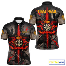 Load image into Gallery viewer, Personalized Raven Red Flames Crown Darts Polo Shirts For Men Cross Dart Gothic Jerseys NYN2194