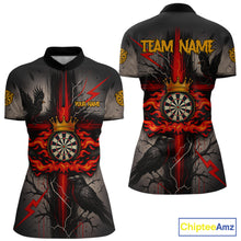 Load image into Gallery viewer, Personalized Raven Red Flames Crown Darts Quarter-Zip Shirts For Women Cross Dart Gothic Jerseys NYN2194