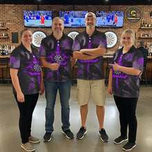 Load image into Gallery viewer, Personalized Raven Purple Flames Crown Darts Polo Shirts For Women Cross Dart Gothic Jerseys NYN2195