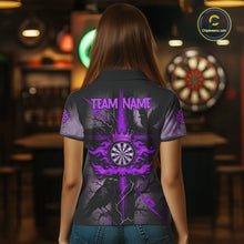Load image into Gallery viewer, Personalized Raven Purple Flames Crown Darts Polo Shirts For Women Cross Dart Gothic Jerseys NYN2195