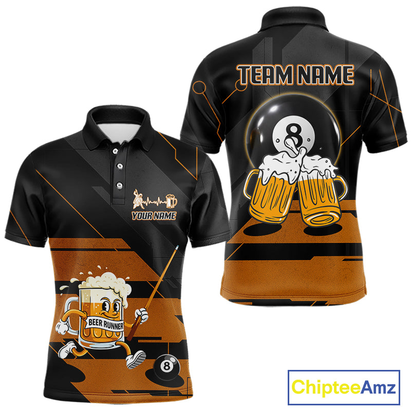 Funny Beer Play Pool 8 Ball Men's Billiard Team Shirt Custom Billiard Polo & 1/4 Zip Attire NYN2471